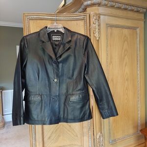 Black leather jacket, size 8 by Clio petites.
